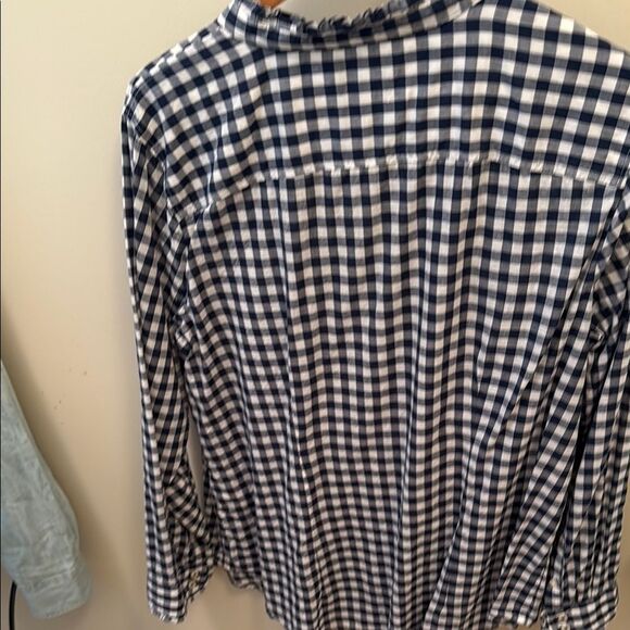 Talbots Navy and White Gingham Blouse - Picture 3 of 3